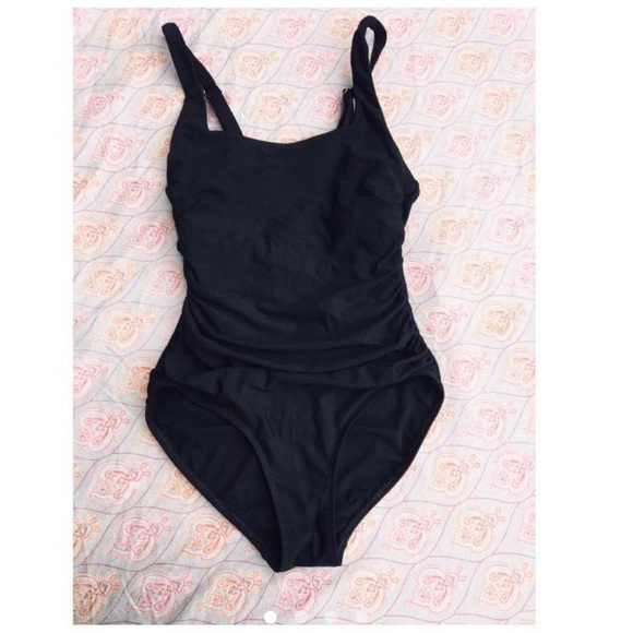 Athleta Black Ruched One Piece Swimsuit - Picture 2 of 5